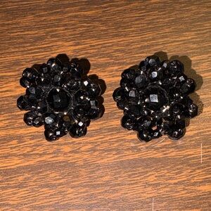 Vintage Faceted Cluster Clip On Earrings